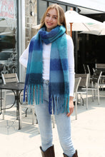Load image into Gallery viewer, CHECKERED PATTERN SCARF BLUE SCARVES