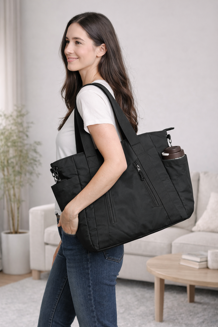 SOLID COLOR CROSSBODY TOTE BAG
