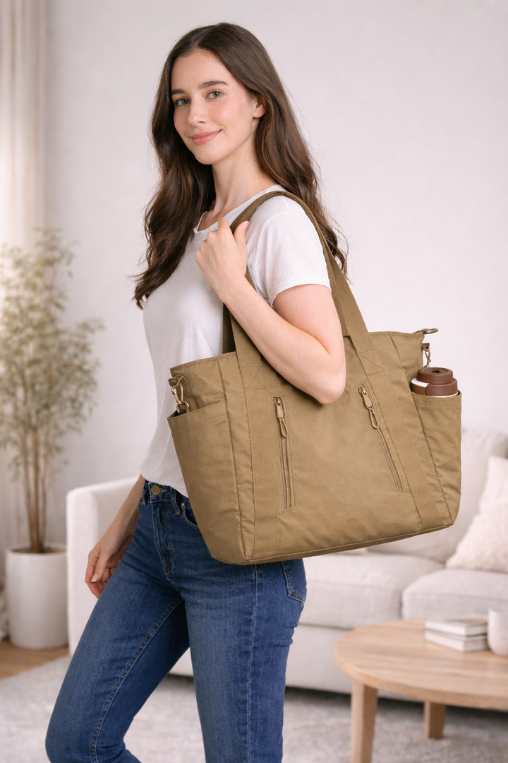 SOLID COLOR CROSSBODY TOTE BAG