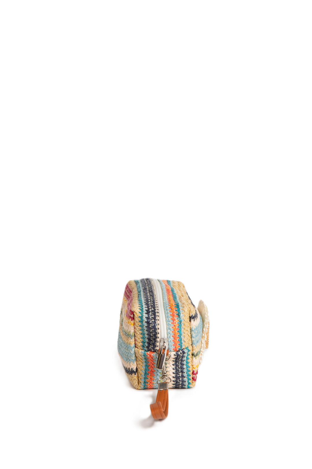 MULTI-COLORED STRIPED &amp; DAISY PATTERN TRAVEL POUCH