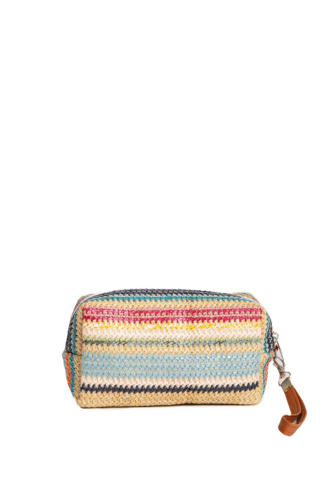 MULTI-COLORED STRIPED &amp; DAISY PATTERN TRAVEL POUCH