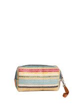 Load image into Gallery viewer, MULTI-COLORED STRIPED &amp; DAISY PATTERN TRAVEL POUCH
