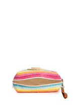 Load image into Gallery viewer, MULTI-COLORED STRIPED &amp; DAISY PATTERN TRAVEL POUCH
