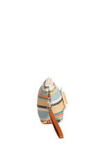 Load image into Gallery viewer, MULTI-COLORED STRIPED &amp; DAISY PATTERN TRAVEL POUCH
