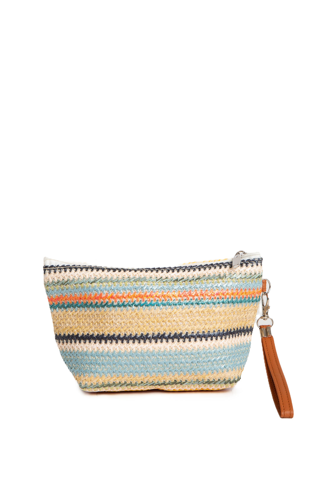 MULTI-COLORED STRIPED &amp; DAISY PATTERN TRAVEL POUCH