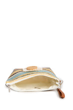 Load image into Gallery viewer, MULTI-COLORED STRIPED &amp; DAISY PATTERN TRAVEL POUCH

