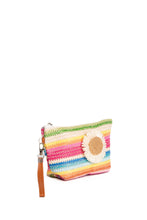 Load image into Gallery viewer, MULTI-COLORED STRIPED &amp; DAISY PATTERN TRAVEL POUCH
