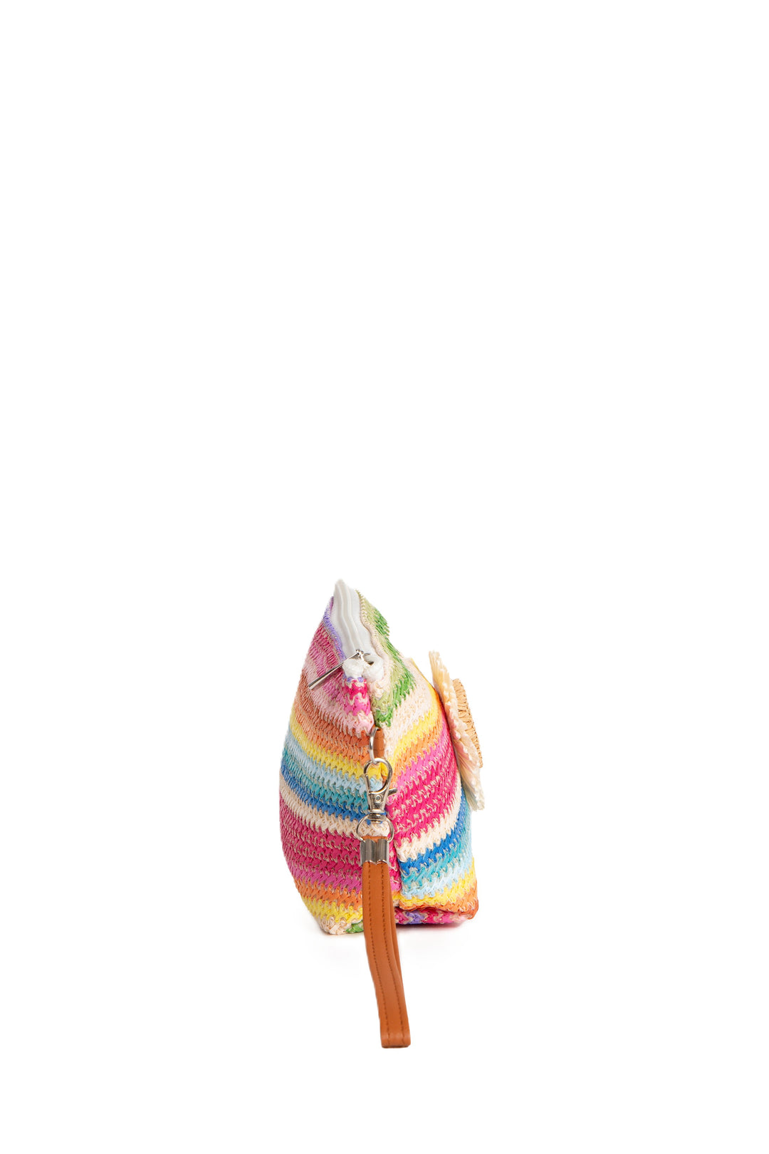 MULTI-COLORED STRIPED &amp; DAISY PATTERN TRAVEL POUCH