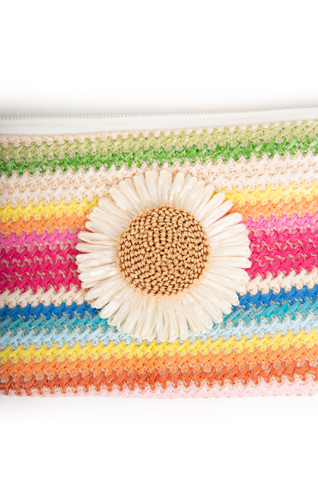 MULTI-COLORED STRIPED &amp; DAISY PATTERN TRAVEL POUCH