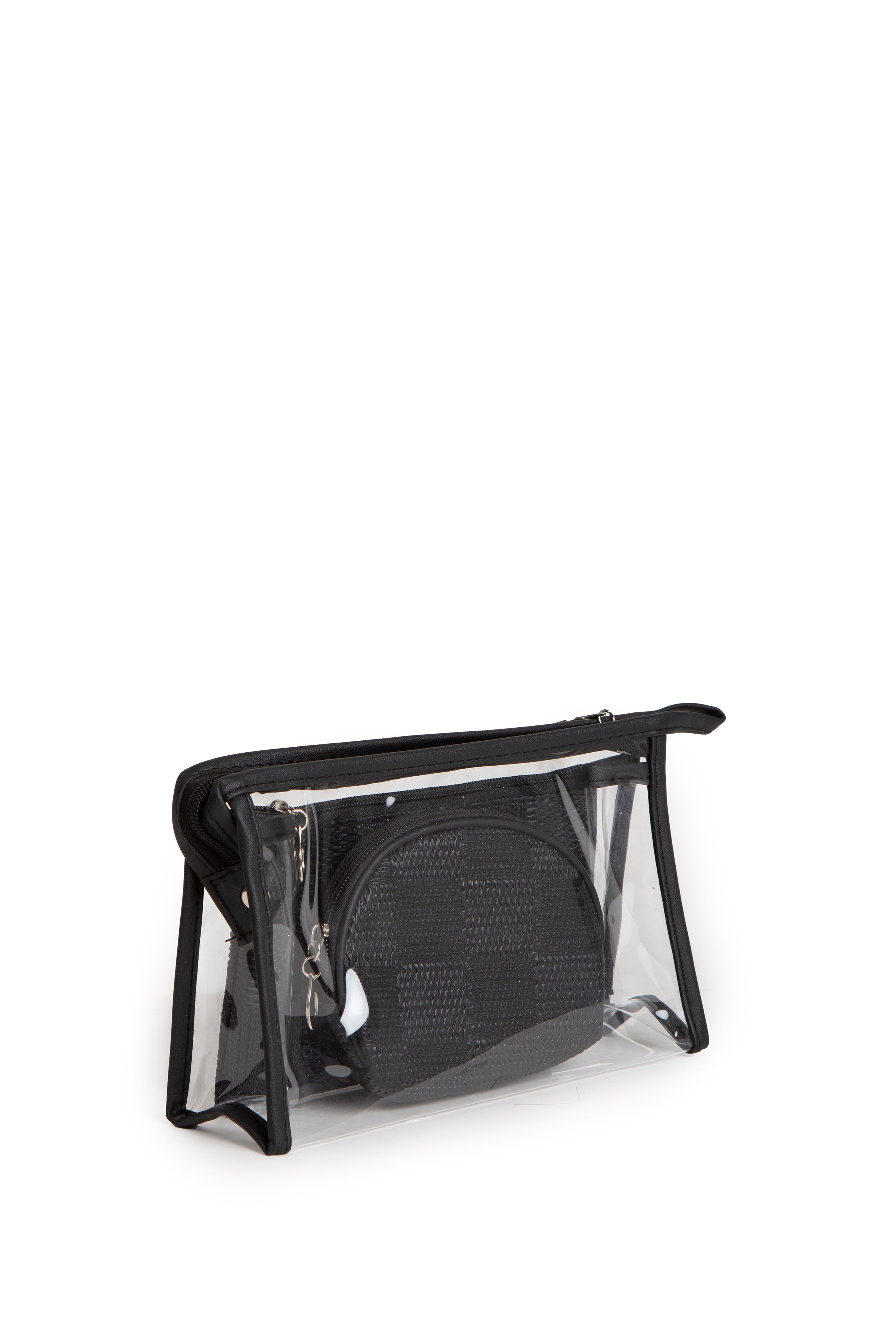 TRANSPARENT & SOLID COLOR COSMETIC TRAVEL POUCH SET