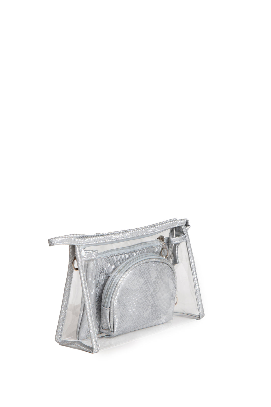 TRANSPARENT &amp; SNAKE-SKIN PATTERN COSMETIC TRAVEL POUCH SET