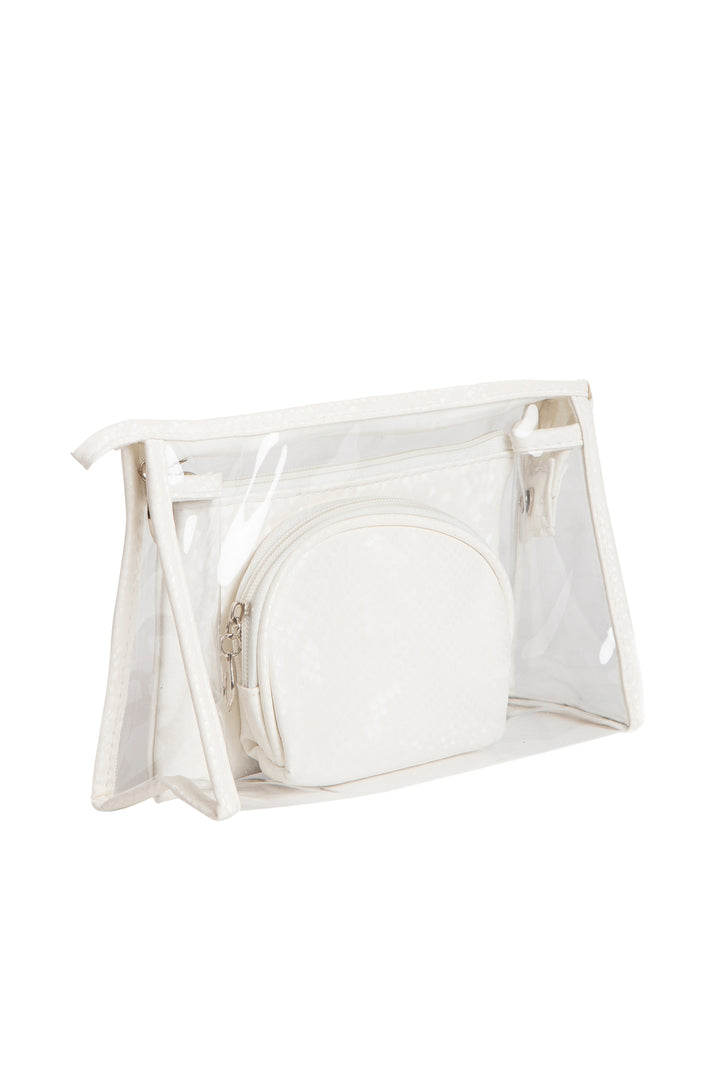 TRANSPARENT &amp; SNAKE-SKIN PATTERN COSMETIC TRAVEL POUCH SET