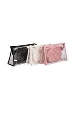 Load image into Gallery viewer, TRANSPARENT &amp; FLORAL PATTERN COSMETIC TRAVEL POUCH SET
