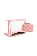 Load image into Gallery viewer, TRANSPARENT &amp; FLORAL PATTERN COSMETIC TRAVEL POUCH SET
