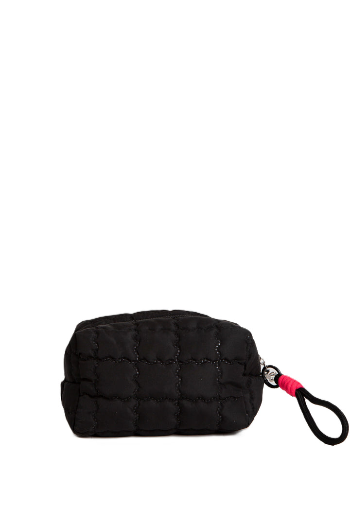 SOLID COLOR QULITED PATTERN TRAVEL POUCH