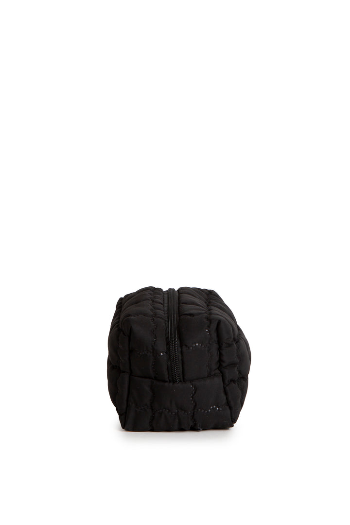 SOLID COLOR QULITED PATTERN TRAVEL POUCH