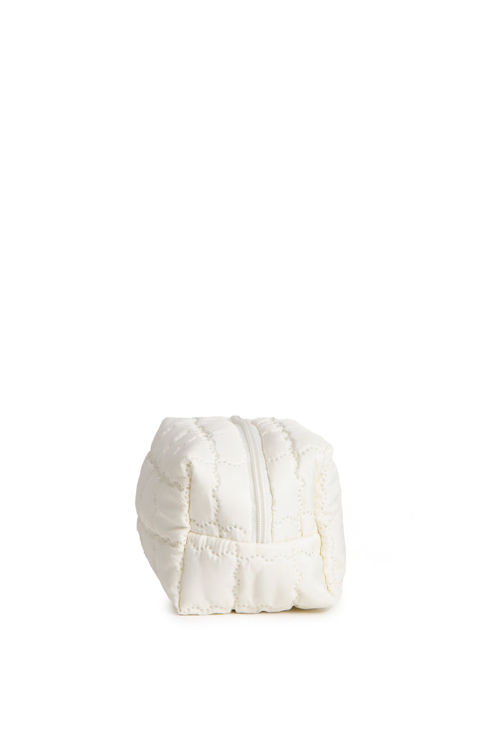 SOLID COLOR QULITED PATTERN TRAVEL POUCH