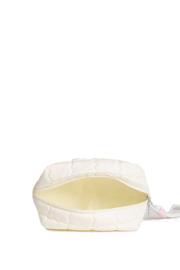SOLID COLOR QULITED PATTERN TRAVEL POUCH