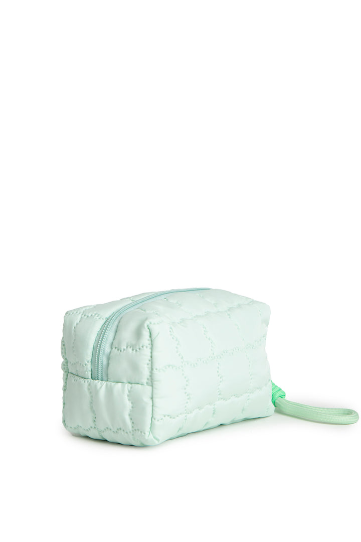 SOLID COLOR QULITED PATTERN TRAVEL POUCH