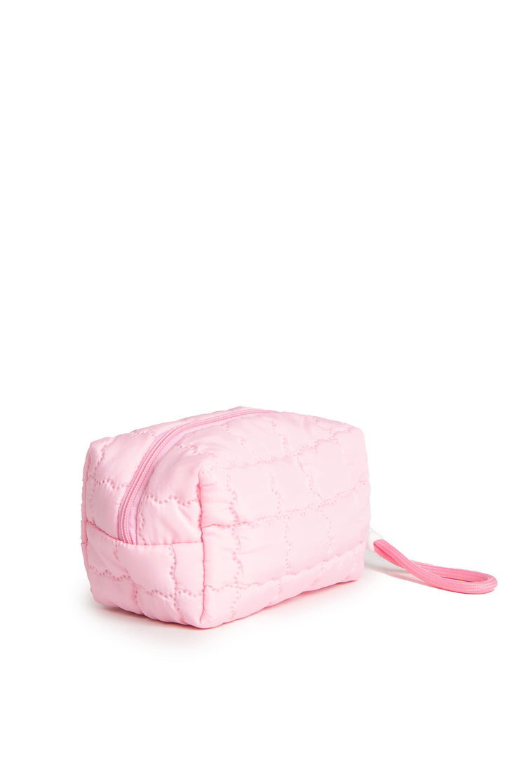 SOLID COLOR QULITED PATTERN TRAVEL POUCH