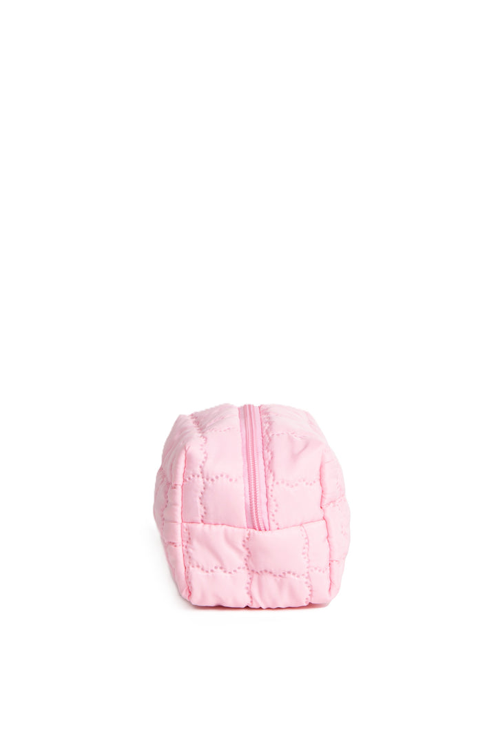 SOLID COLOR QULITED PATTERN TRAVEL POUCH