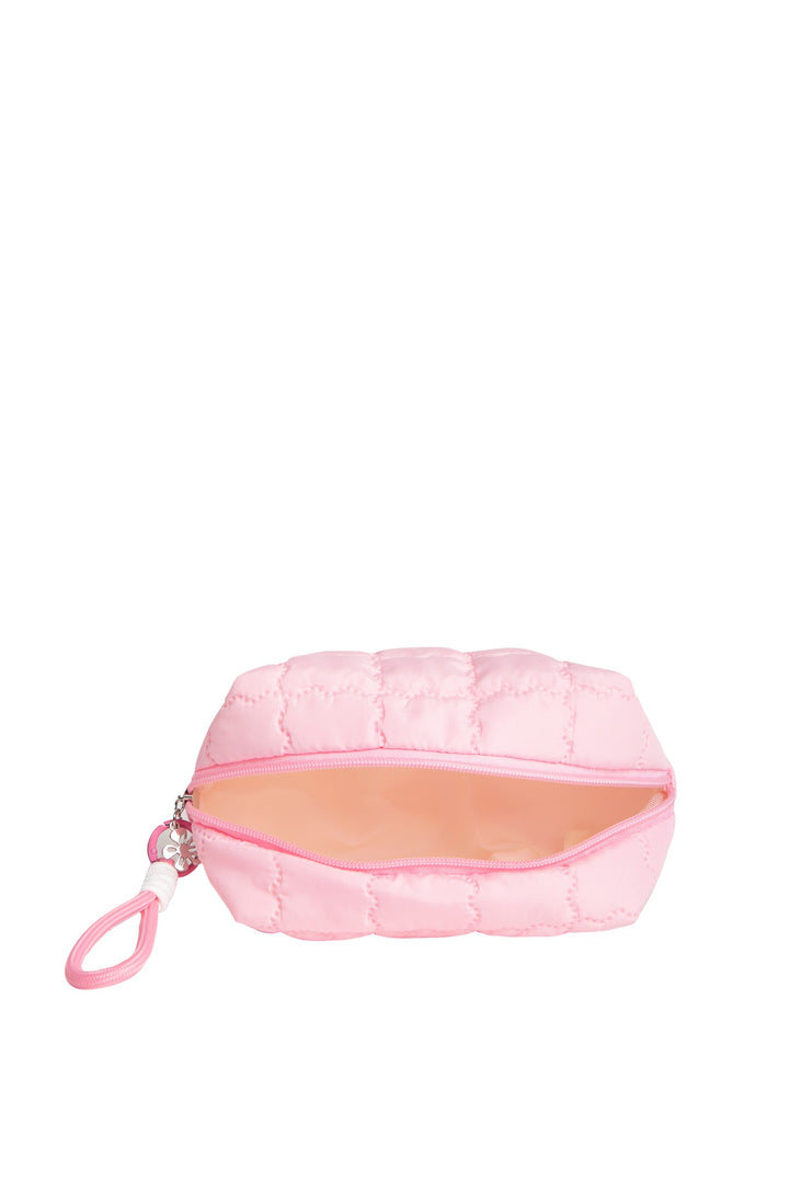 SOLID COLOR QULITED PATTERN TRAVEL POUCH