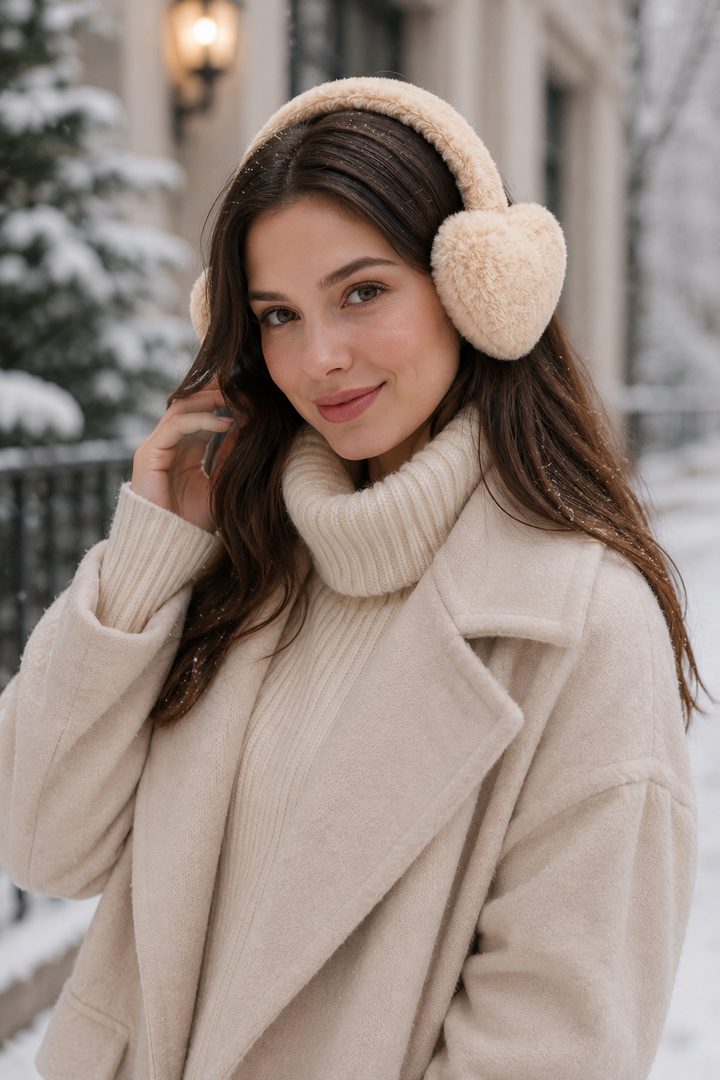 SOLID COLOR HEART-SHAPED EAR MUFFS - 12 pc pack