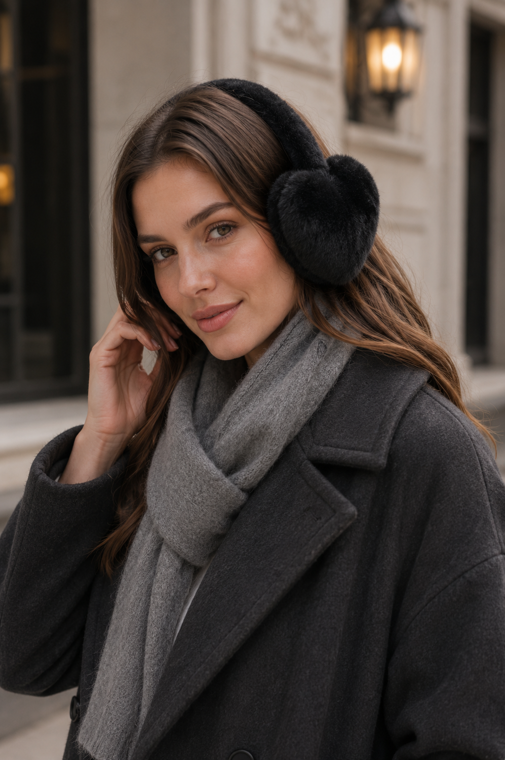 SOLID COLOR HEART-SHAPED EAR MUFFS - 12 pc pack