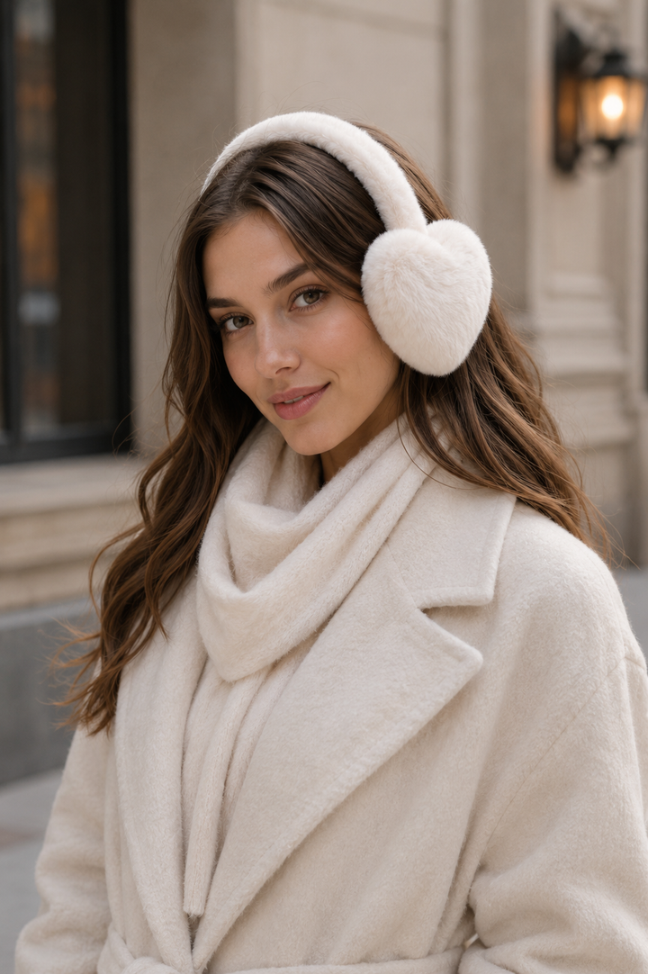 SOLID COLOR HEART-SHAPED EAR MUFFS - 12 pc pack