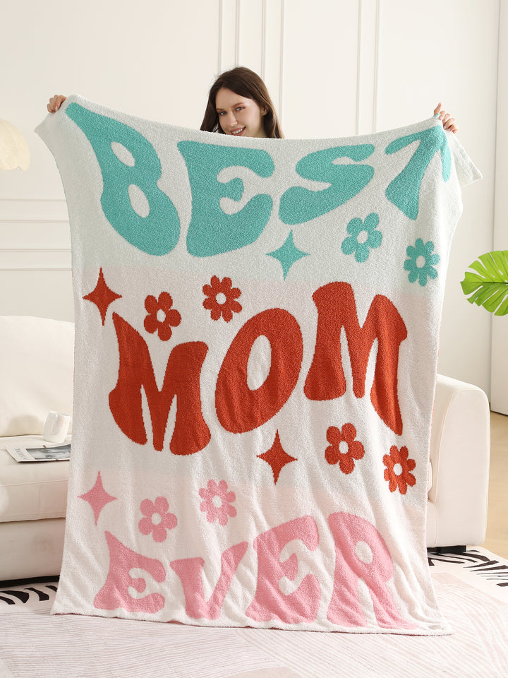 MULTI-COLORED MAMA PATTERN THROW BLANKET