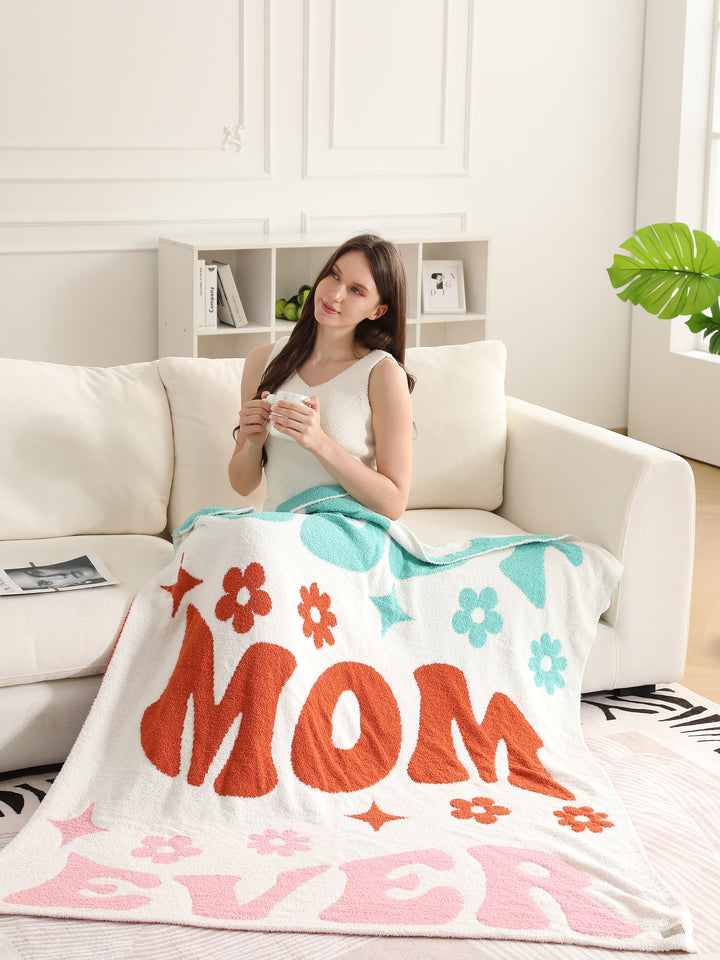 MULTI-COLORED MAMA PATTERN THROW BLANKET