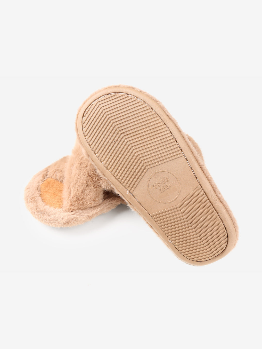 FUZZY SOLID COLOR CRISS-CROSS SLIPPERS - 6 pr pack