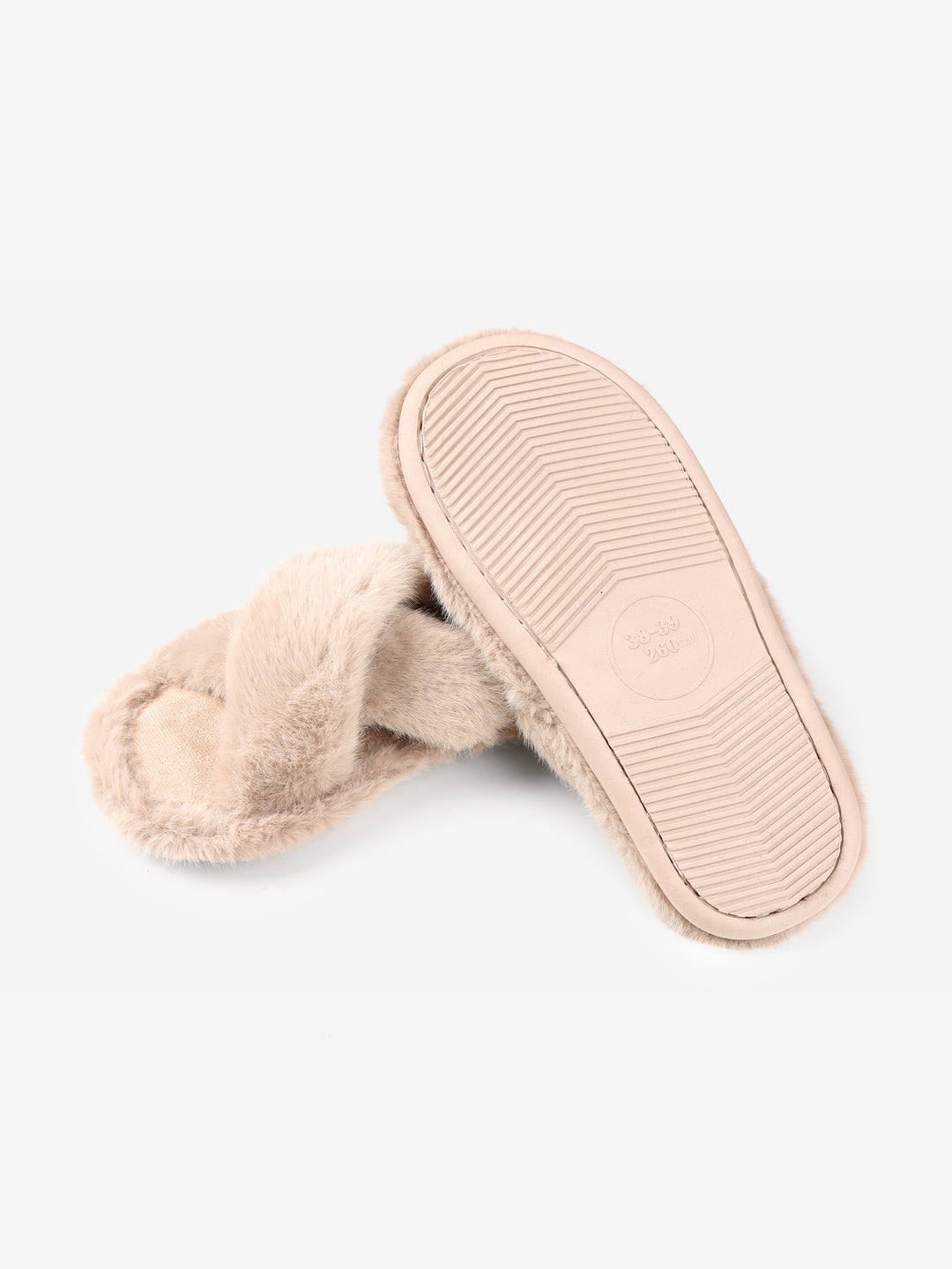FUZZY SOLID COLOR CRISS-CROSS SLIPPERS - 6 pr pack