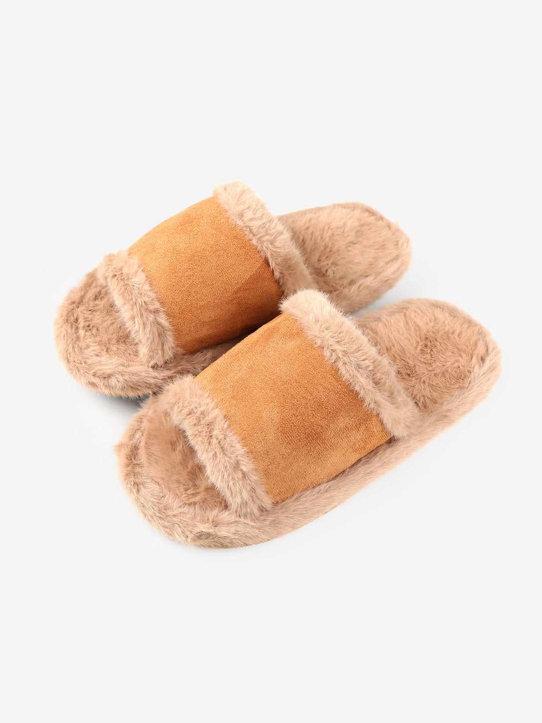 FUZZY SOLID COLOR OPEN-TOE SLIPPERS - 6 pr pack