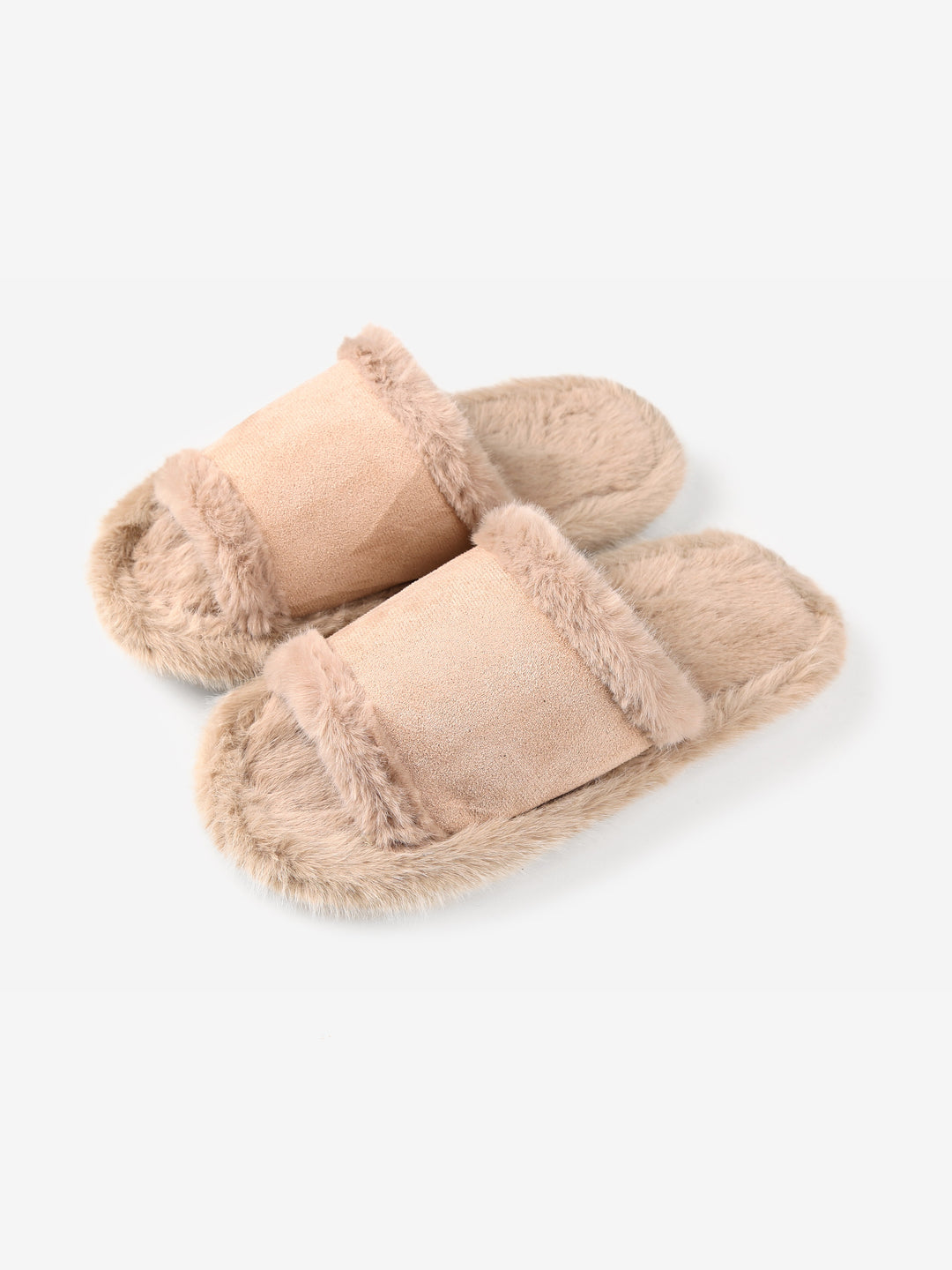 FUZZY SOLID COLOR OPEN-TOE SLIPPERS - 6 pr pack