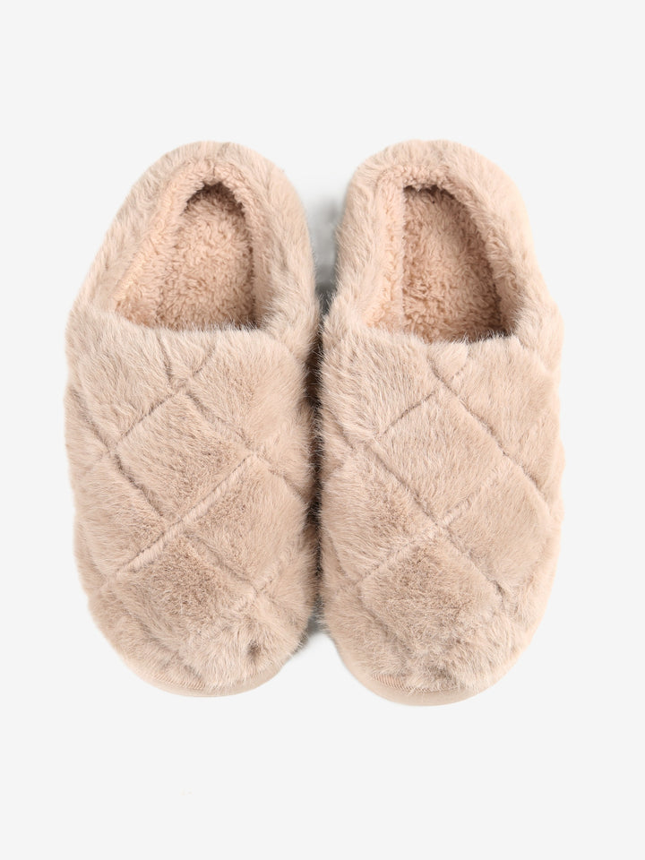 FUZZY SOLID COLOR QUILTED PATTERN MULE SLIPPERS - 6 pr pack