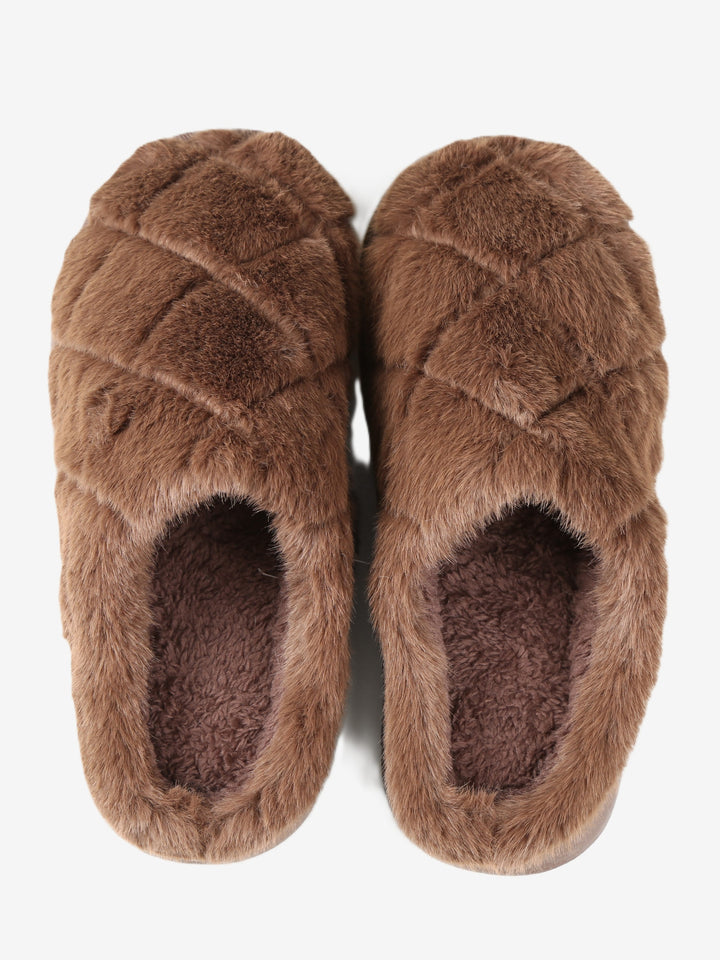 FUZZY SOLID COLOR QUILTED PATTERN MULE SLIPPERS - 6 pr pack
