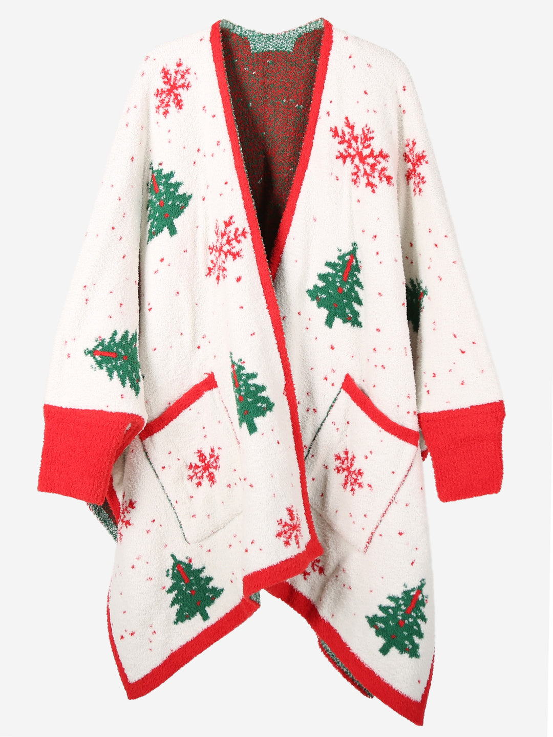 CHRISTMAS THEMED PATTERN WEARABLE BLANKET RUANA