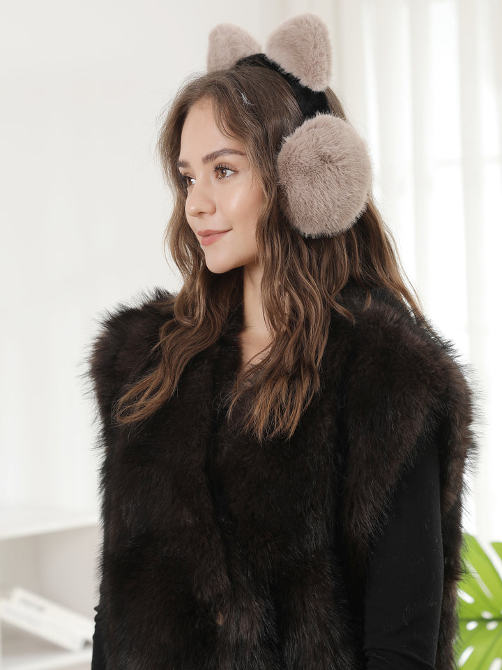 SOLID COLOR CAT-EARED EAR MUFFS - 12 pc pack