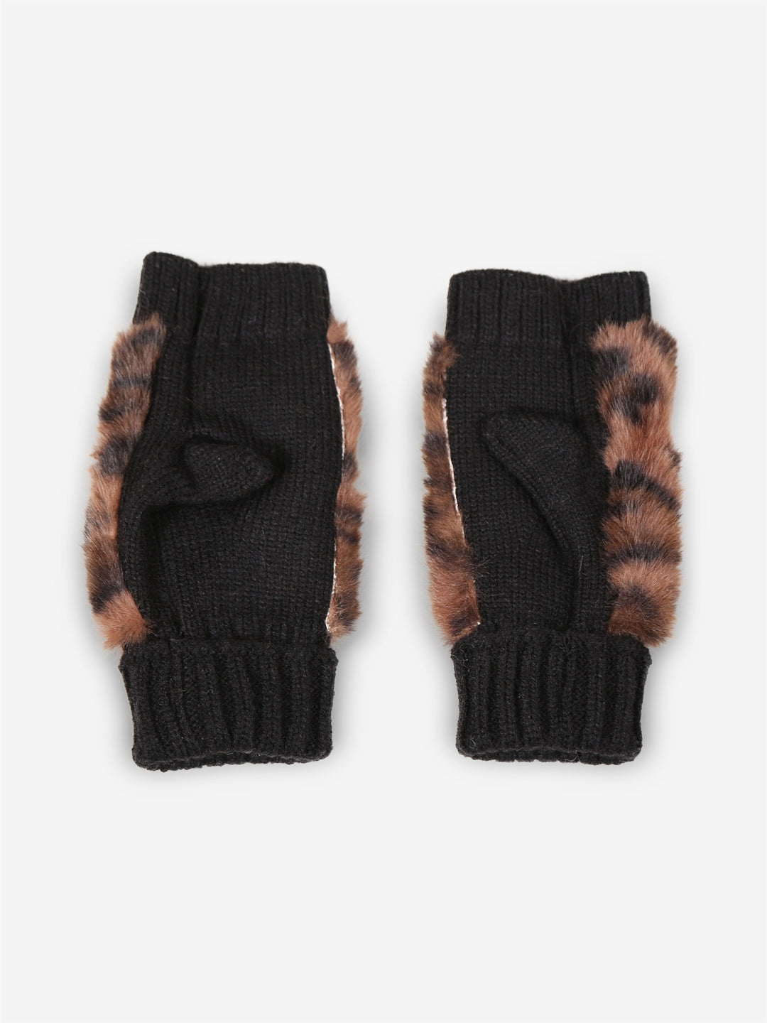 LEOPARD PATTERN FINGERLESS MITTENS - 12 pr pack