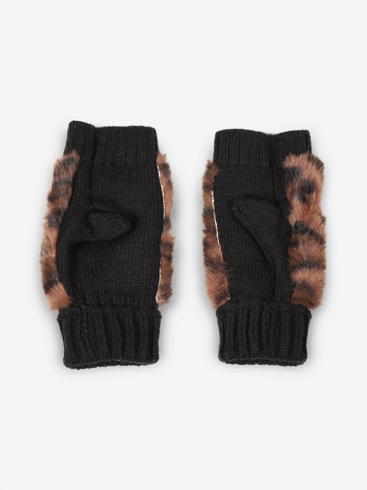 LEOPARD PATTERN FINGERLESS MITTENS - 12 pr pack