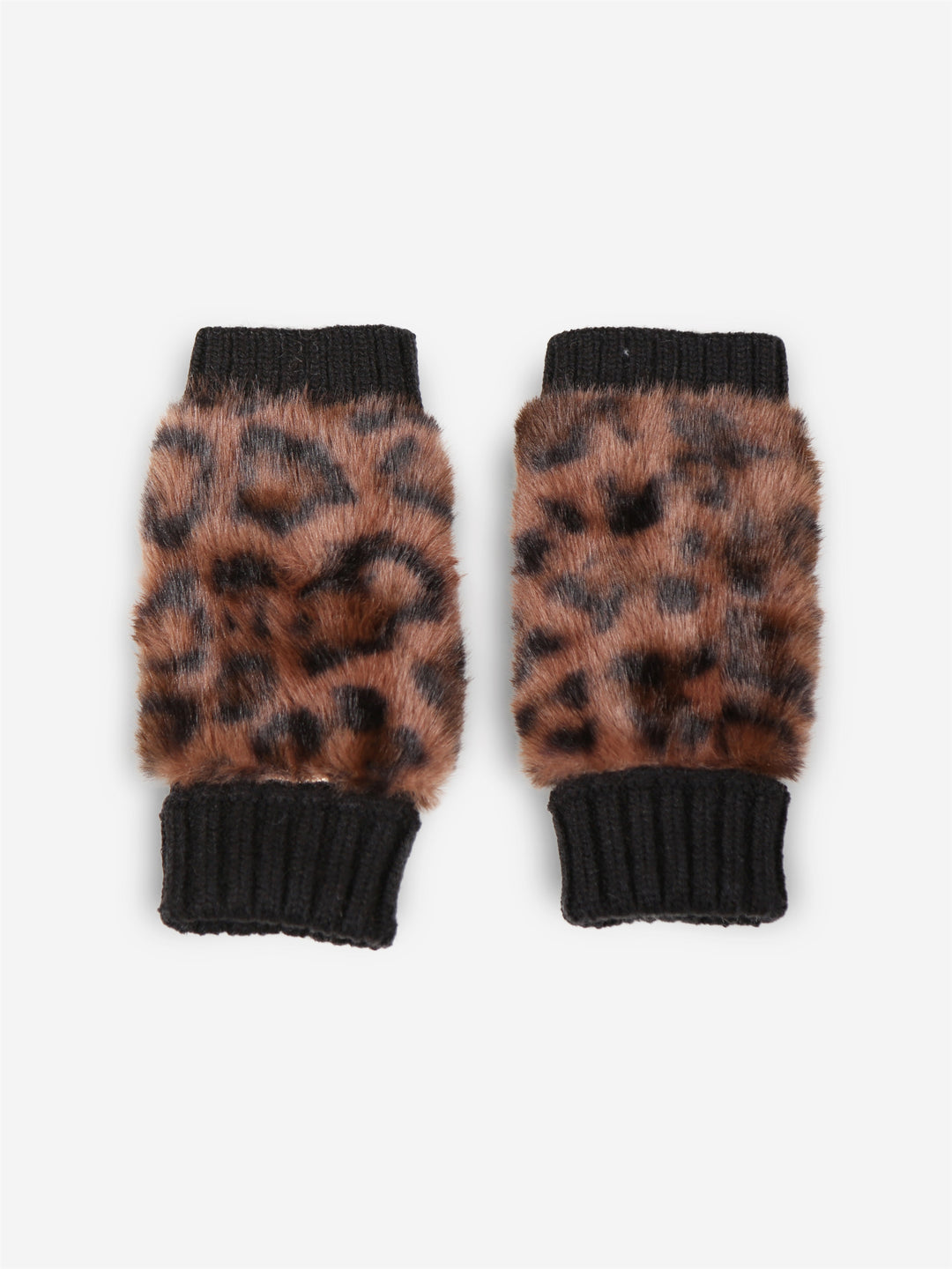 LEOPARD PATTERN FINGERLESS MITTENS - 12 pr pack