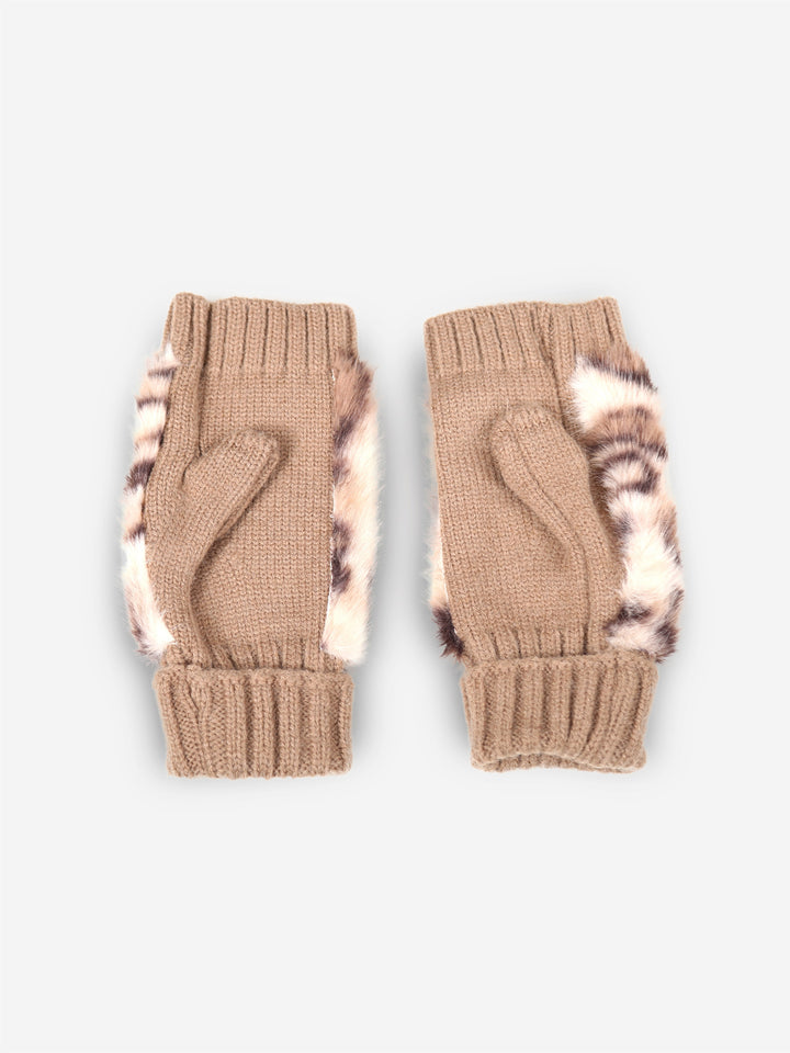 LEOPARD PATTERN FINGERLESS MITTENS - 12 pr pack