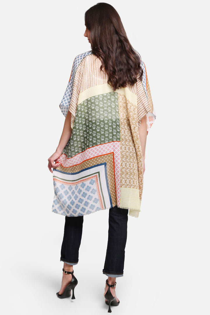MIXED PATCHWORK PATTERN KIMONO