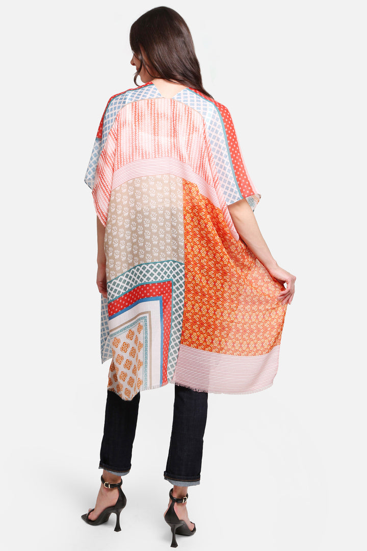 MIXED PATCHWORK PATTERN KIMONO