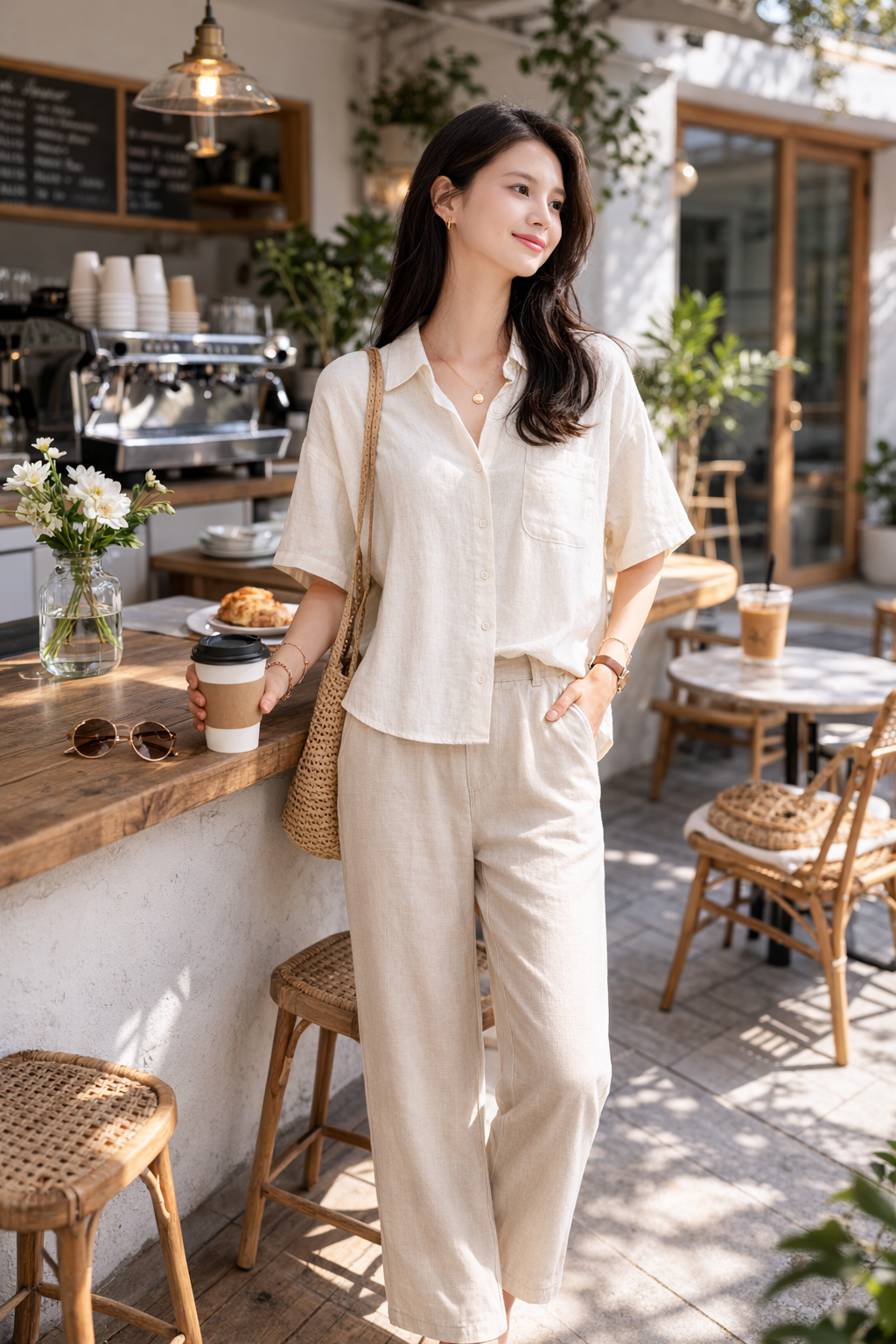 SOLID COLOR &amp; STRIPED PATTERN SHIRT