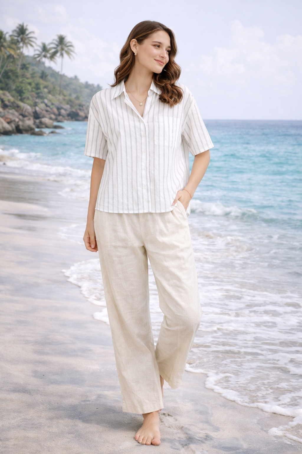 SOLID COLOR & STRIPED PATTERN SHIRT