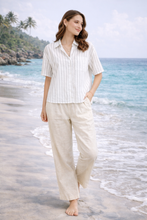 Load image into Gallery viewer, SOLID COLOR &amp; STRIPED PATTERN SHIRT
