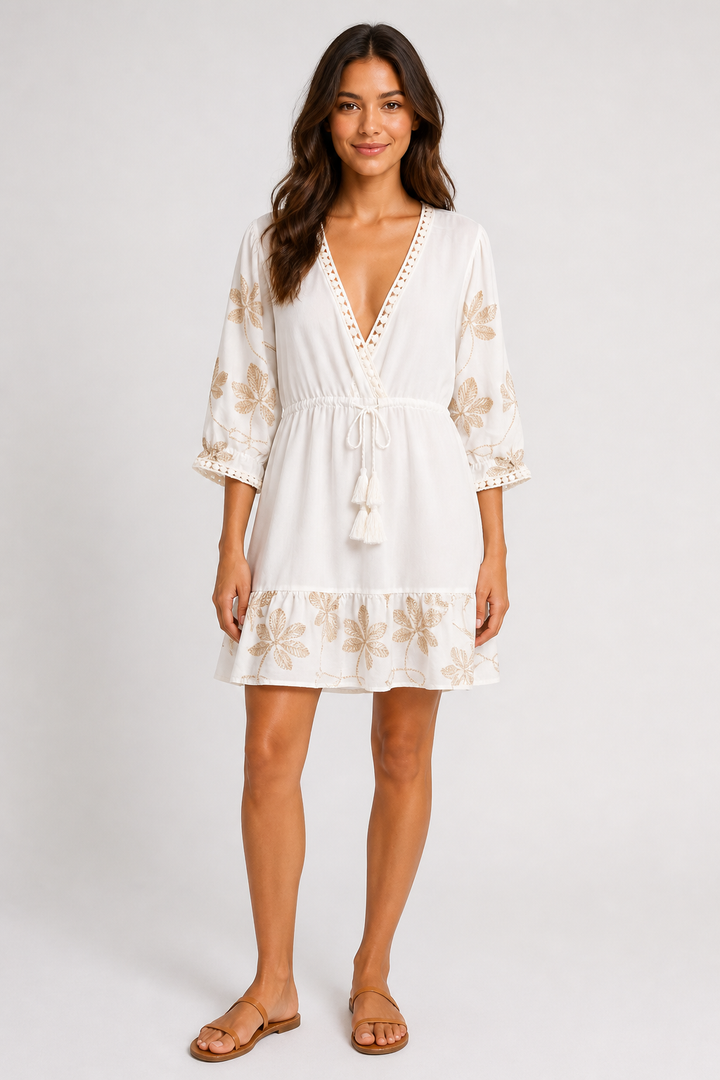 LEAF PATTERN COVER-UP DRESS