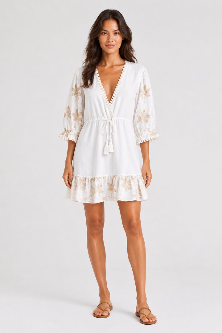 LEAF PATTERN COVER-UP DRESS